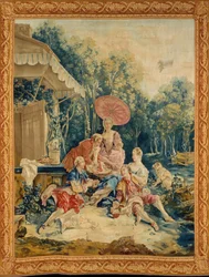 La colación de una serie de escenas de la aldea italiana